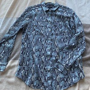 Ann Taylor Blue Snake Print Button Down